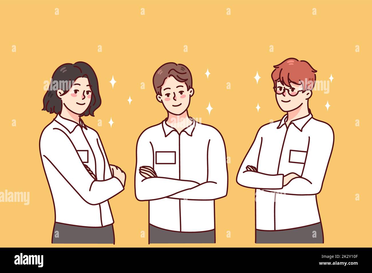 Geschäftsleute mit Ausweisen, die sich posieren Stockfoto