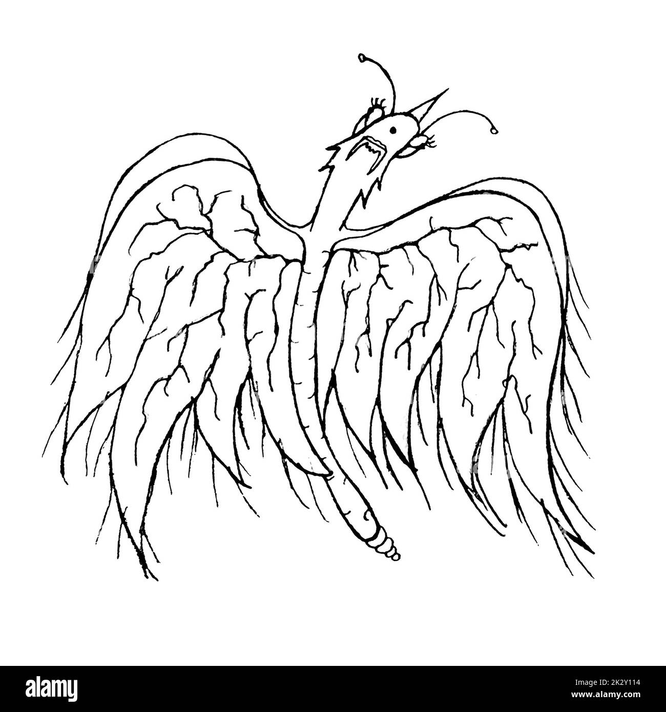 Fliegender Schwarzweißdrachen Stockfoto