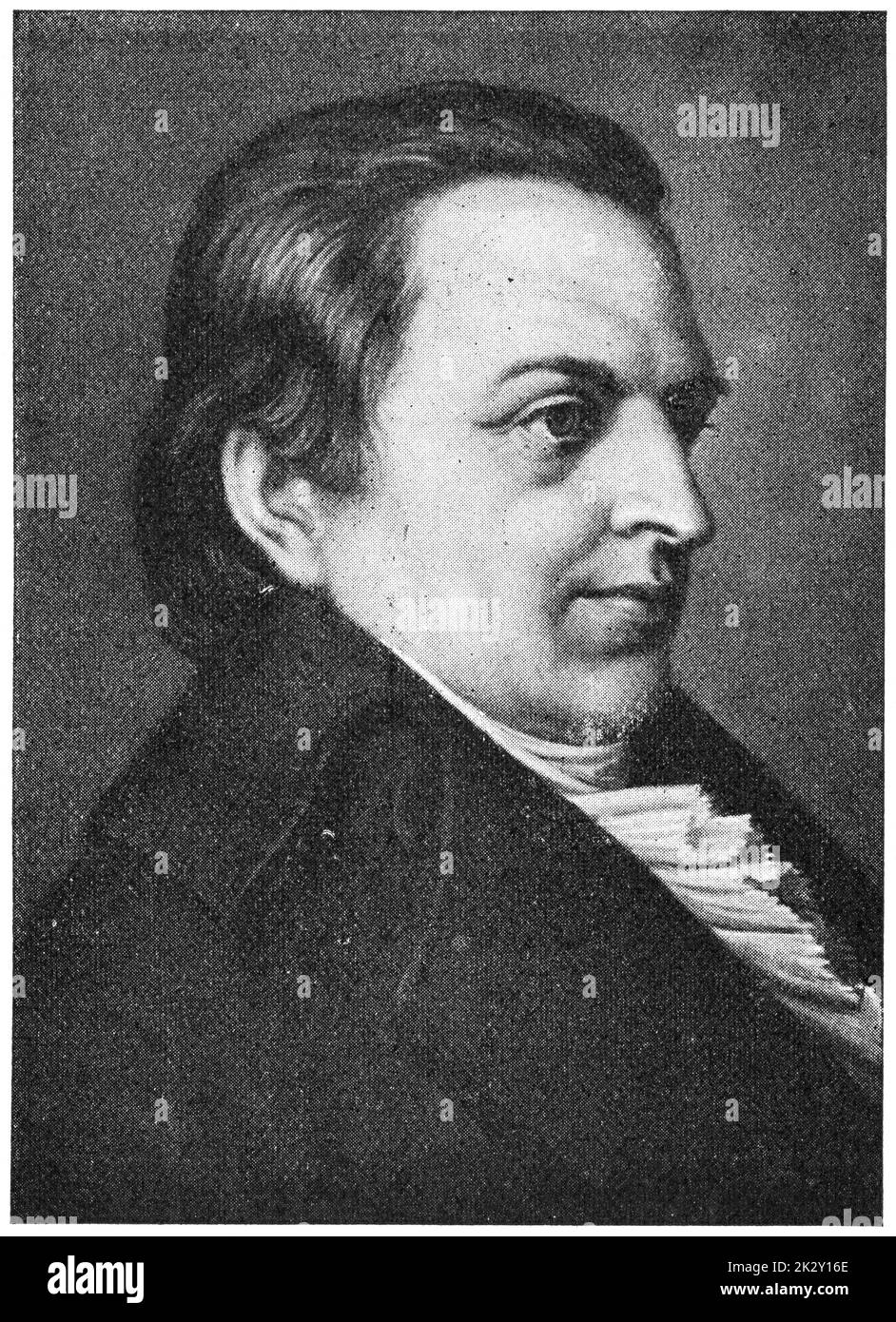 Porträt von Johann Gottlieb Fichte - ein deutscher Philosoph, wurde eine Gründungsfigur der philosophischen Bewegung als deutscher Idealismus bekannt. Illustration des 19. Jahrhunderts. Weißer Hintergrund. Stockfoto