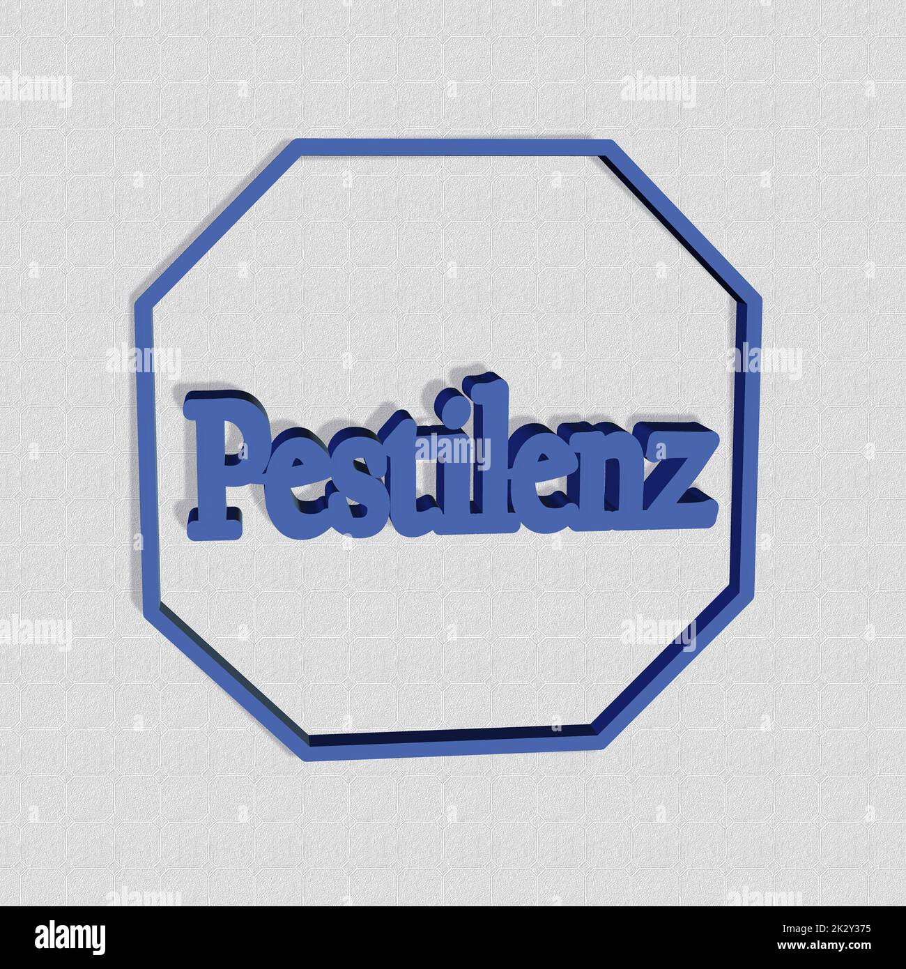 'Pestilenz' = 'Pestilenz' - Wort, Schriftzug oder Text als 3D Illustration, 3D Rendering, Computergrafik Stockfoto