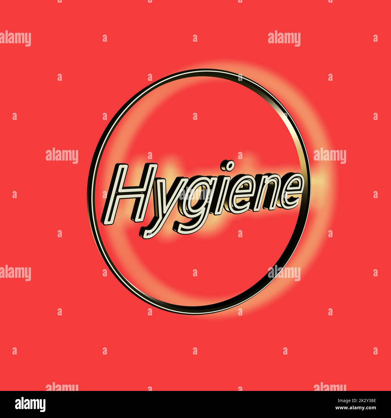 „Hygiene“ - Wort, Beschriftung oder Text als 3D-Illustration, 3D-Rendering, Computergrafik Stockfoto