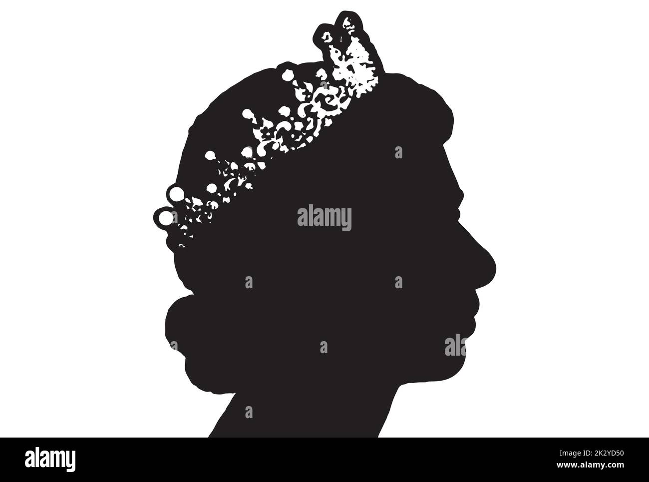 Queen schwarz-weiß Seitenilhouette Logo und Kunstbild für TShirts und Web-Nutzung Kunst Stock Vektor