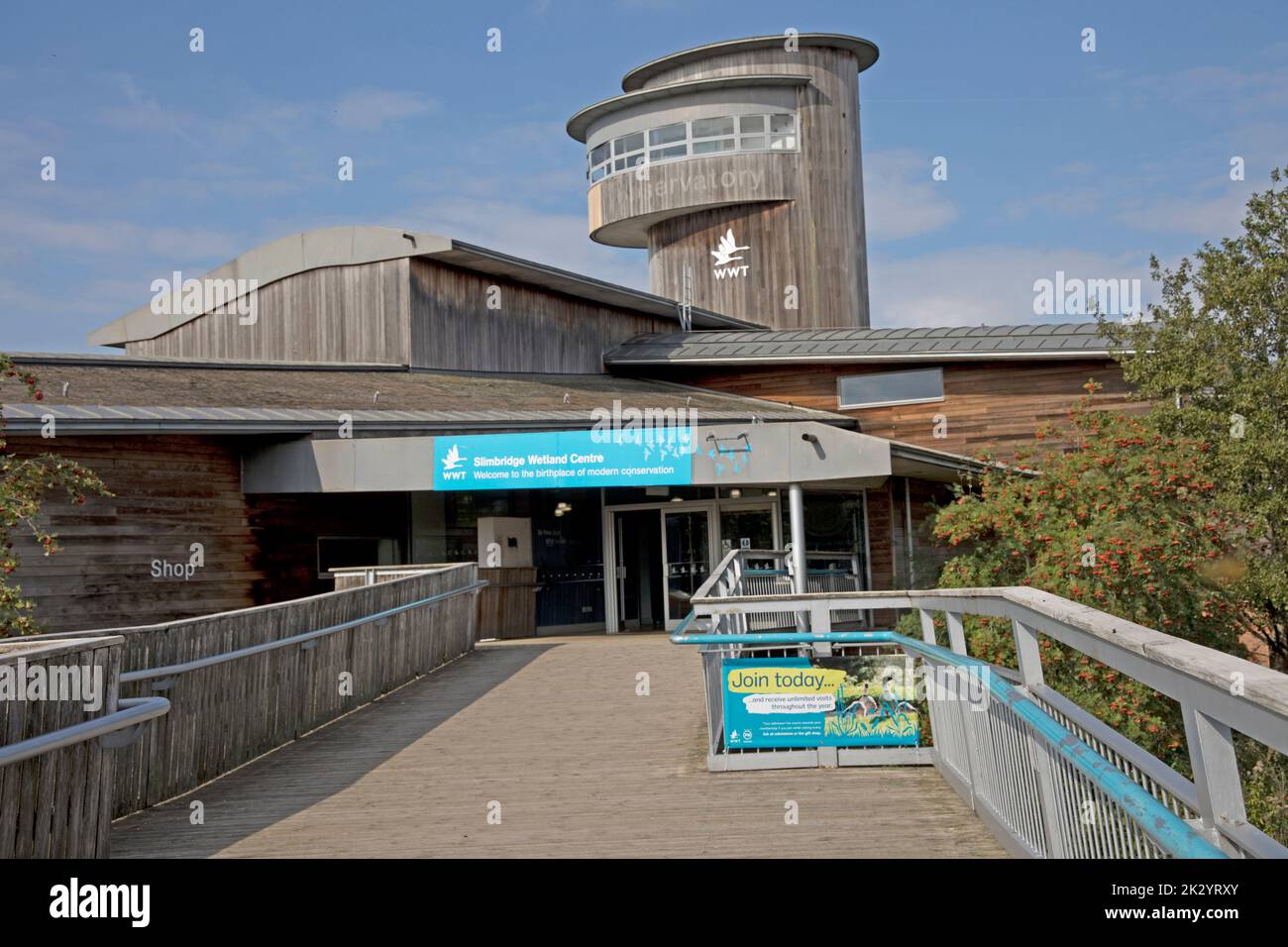Eintritt zum Wildfowl and Wetlands Trust, Slimbridge, Großbritannien Stockfoto