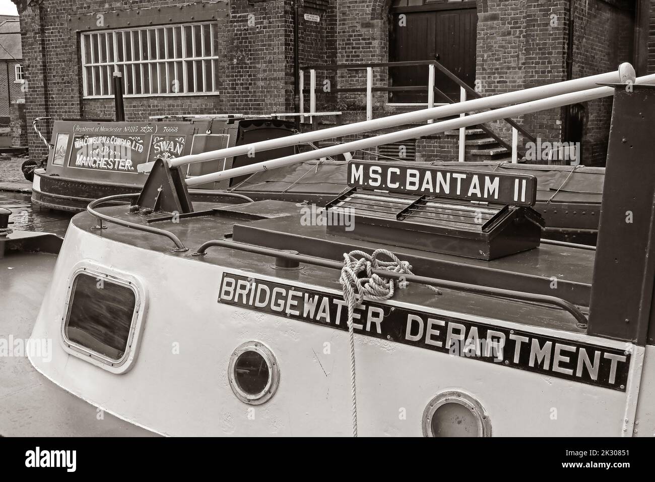 Das MSC Bantam II, MSCC Bridgewater Canal Maintenance Department Boot, gebaut von E.C. Jones & Son, Brentford Lighterage Tug, ehemals von MSCC betrieben Stockfoto