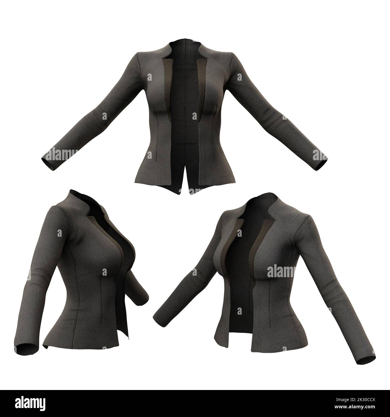 Schwarze Lederjacke Casual Clothing for Women, 3D Illustration, 3D Rendering Stockfoto