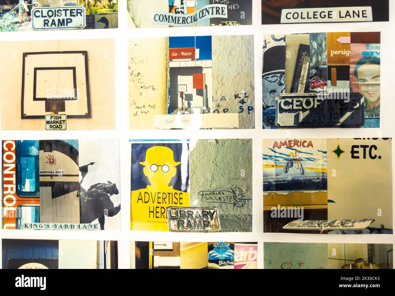 Pedro G. Romero - Fotocollage, Ausstellung im Reina Sofía Museum. Madrid, Spanien Stockfoto