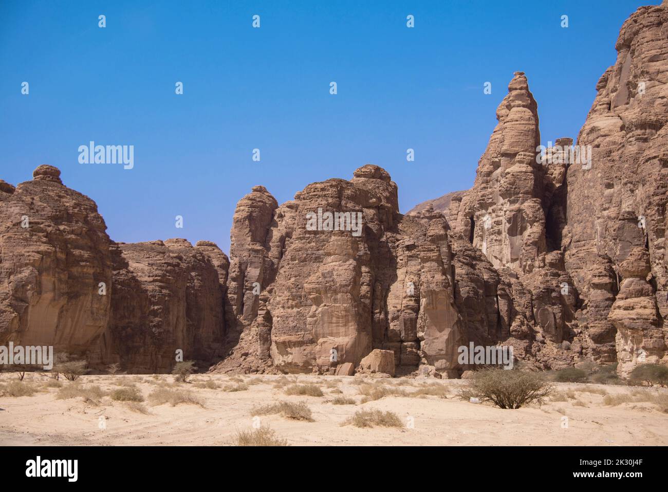 Zerklüftete Landschaft in der Nähe von Al Ula Saudia Arabia Stockfoto