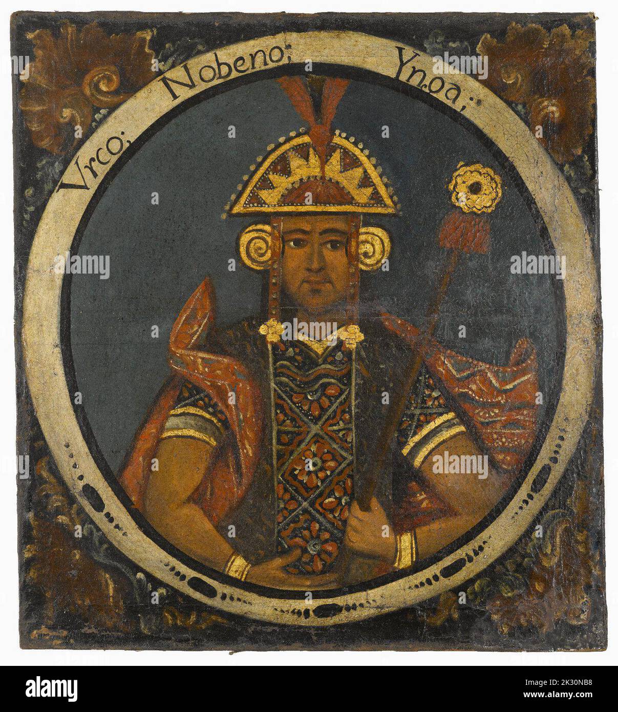 Porträt von Urco, Neunte Inka, peruanisch, Ölgemälde, Mitte 1800 Stockfoto
