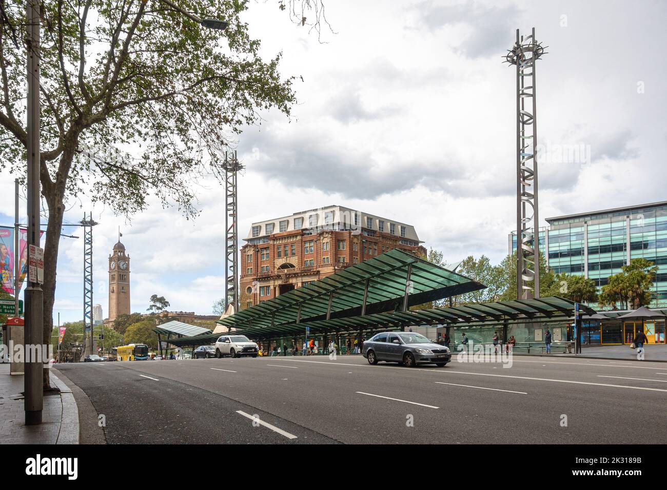 Die Bushaltestelle befindet sich am Railway Square in Sydney, New South Wales Stockfoto