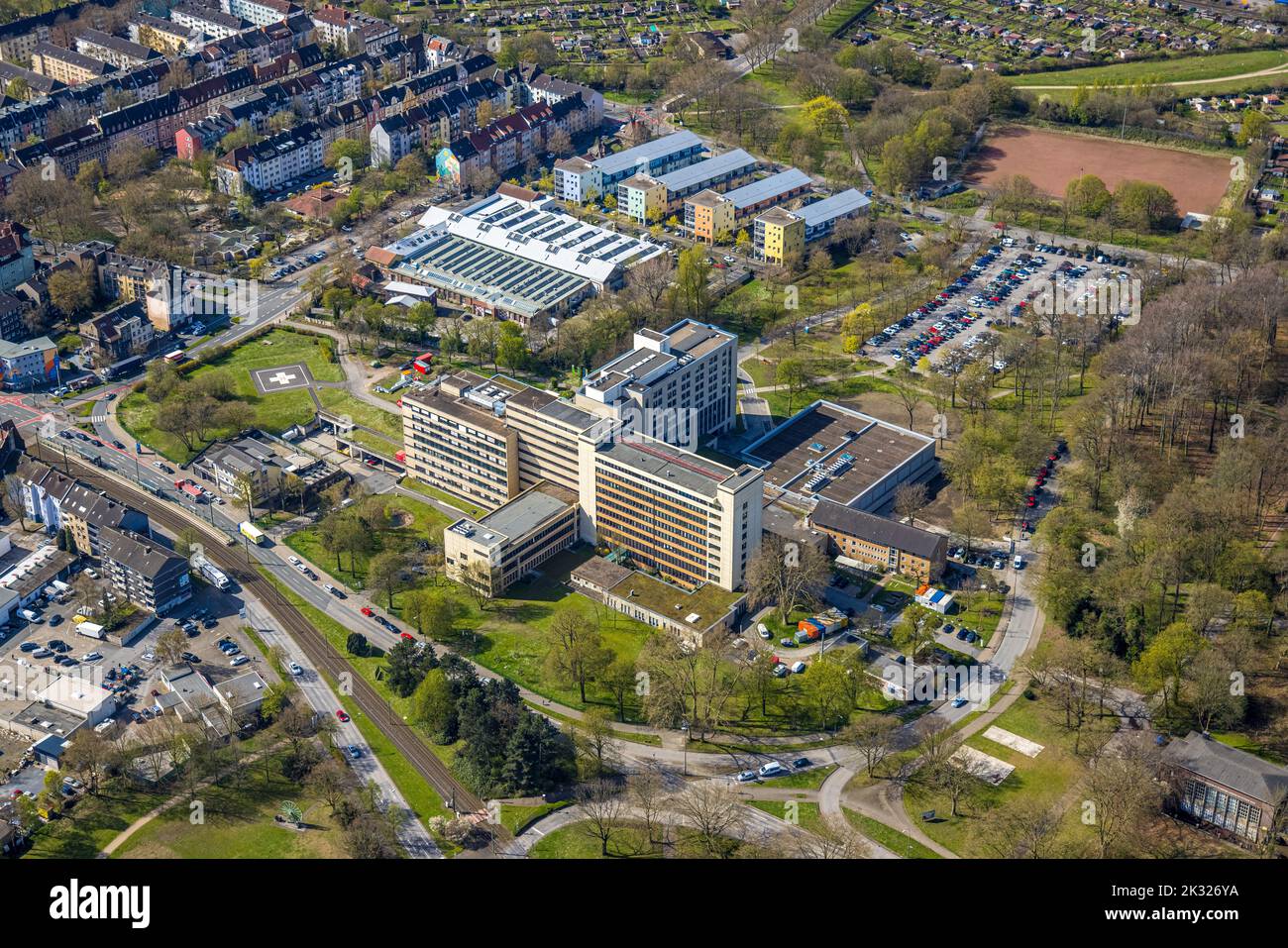 Luftaufnahme, Klinikum Dortmund Klinikum Nord, Münsterstraße, Hafen ...