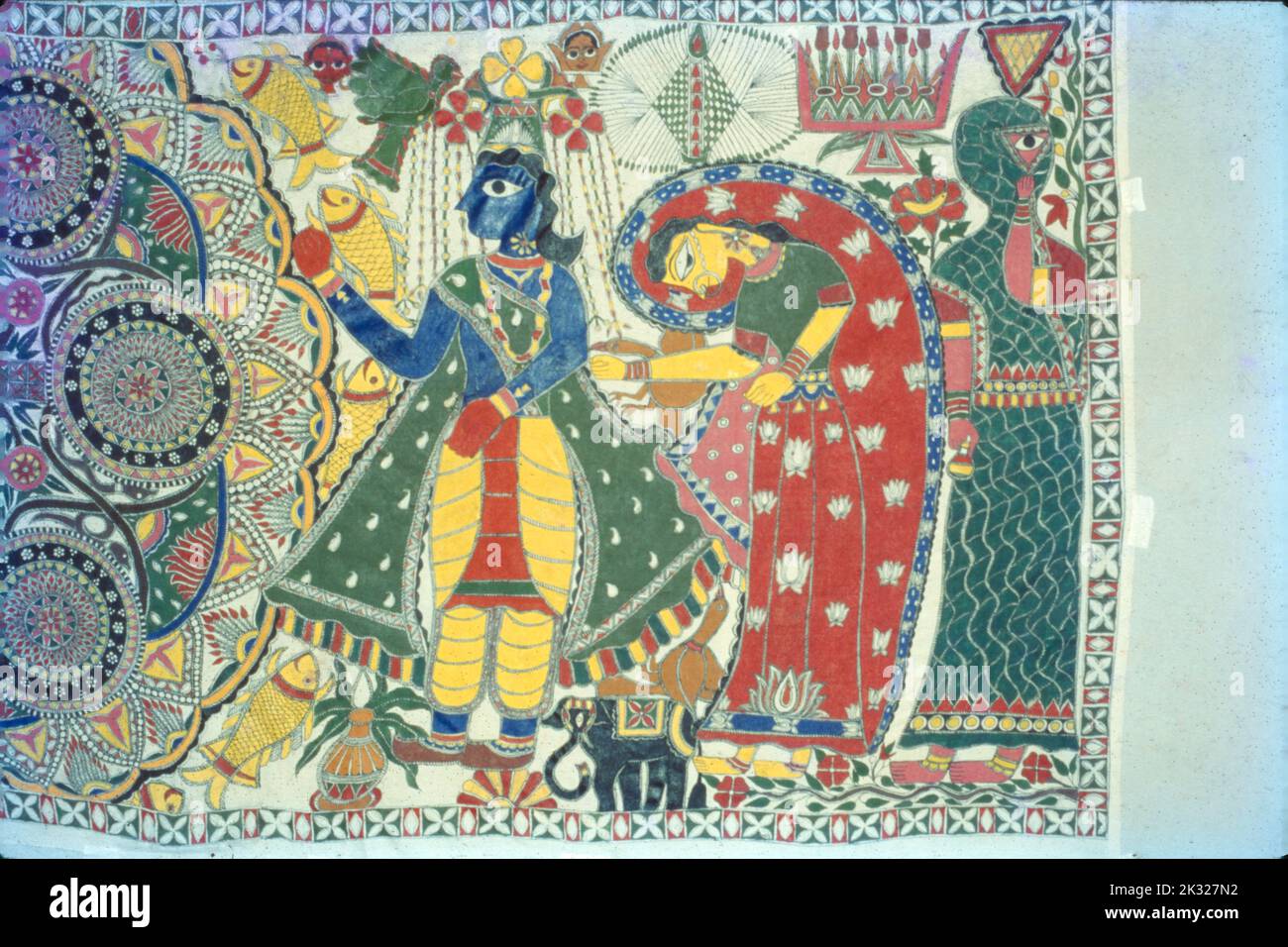 Madhubani-Gemälde, Mithila-Gemälde Stockfoto