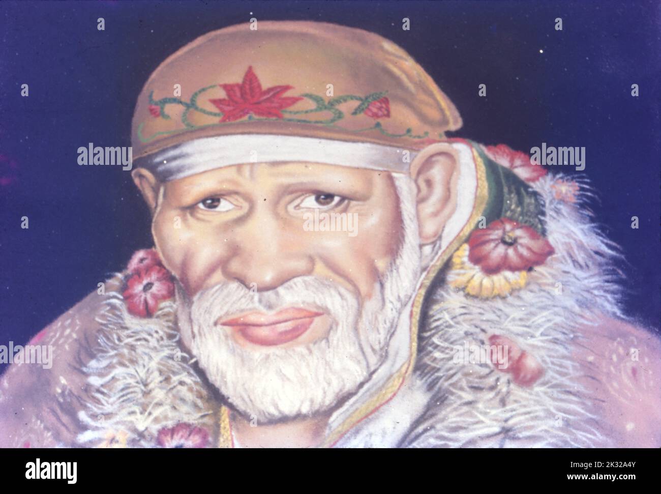 Rangoli, Malen mit Chowk-Pulver, Sai Baba Stockfoto