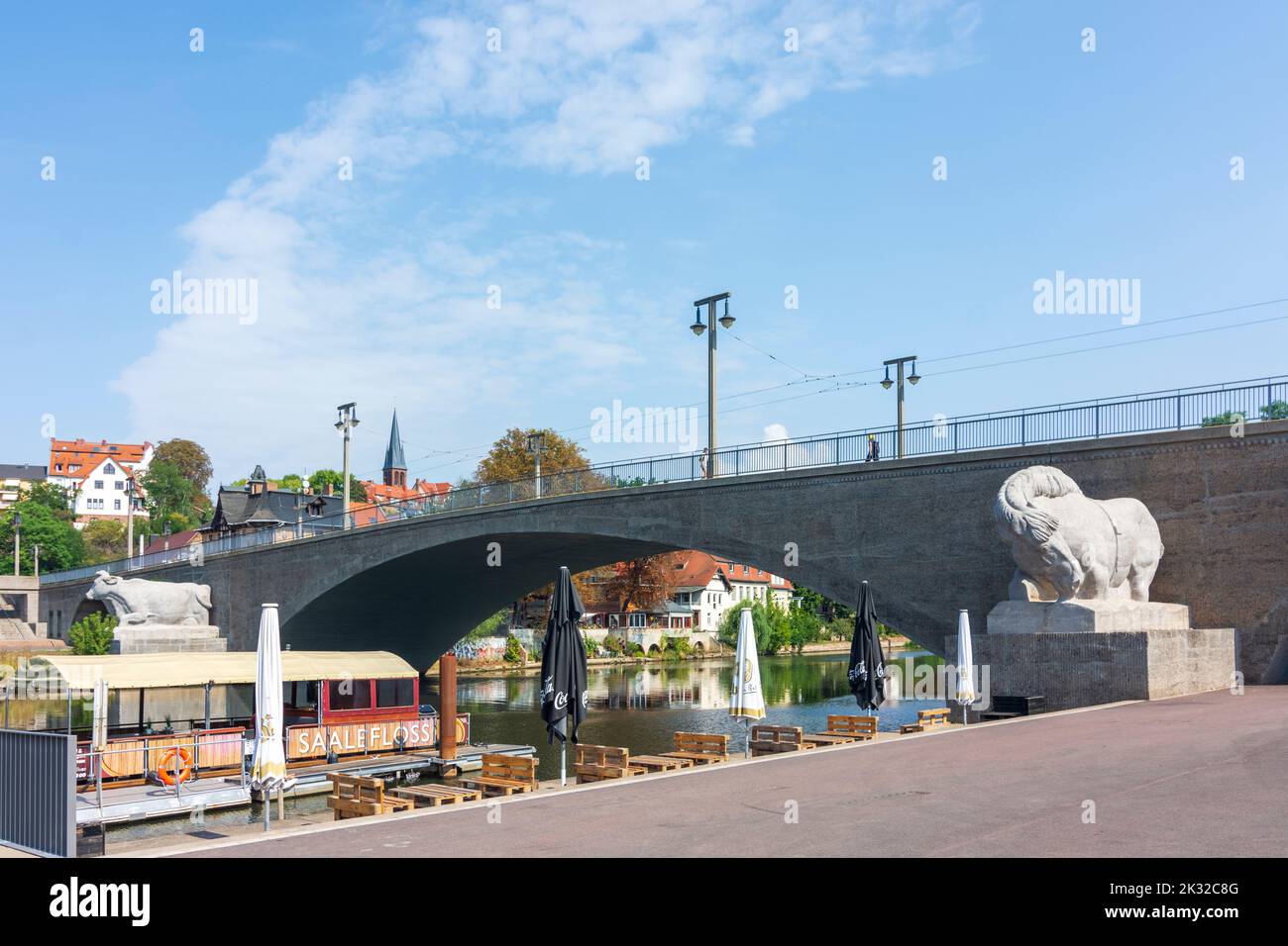 Halle (Saale): Saale, Kreis Kröllwitz, Brücke Kröllwitzer Brücke in , Sachsen-Anhalt, Sachsen-Anhalt, Deutschland Stockfoto