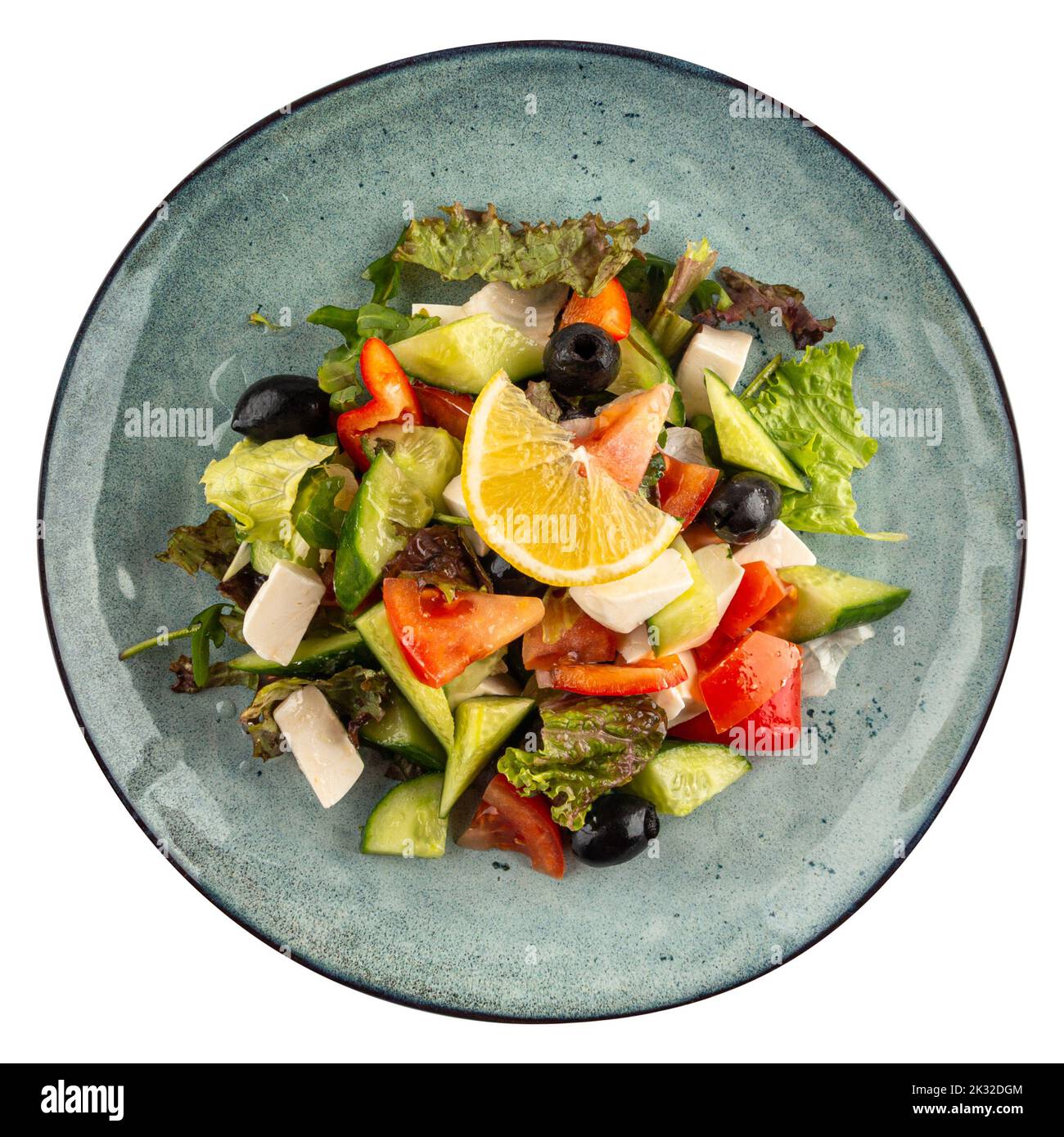 Isolierte Portion frischen griechischen Salats Stockfoto