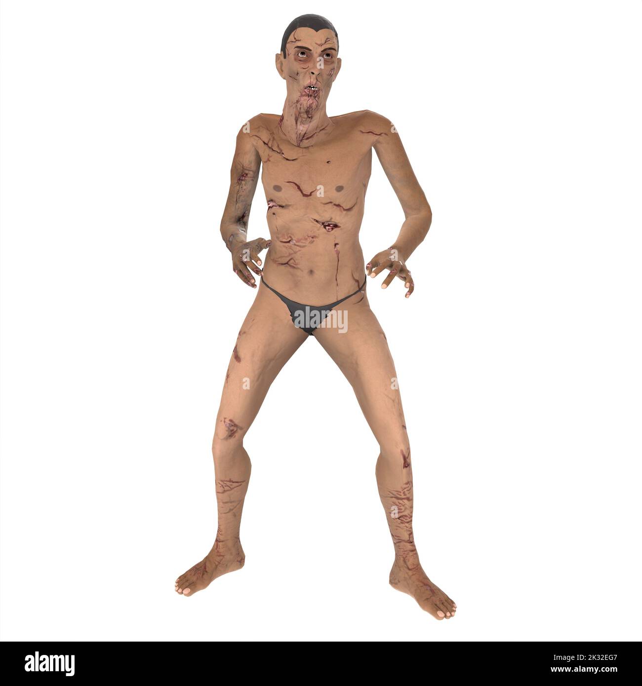 Zombie Biter Charakter 3D Modellierung Stockfoto