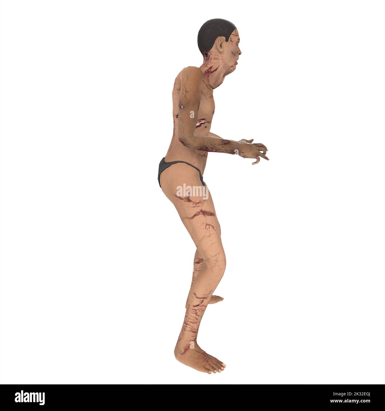 Zombie Biter Charakter 3D Modellierung Stockfoto