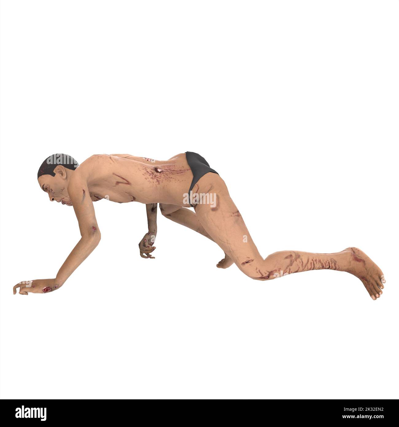 Zombie Biter Charakter 3D Modellierung Stockfoto