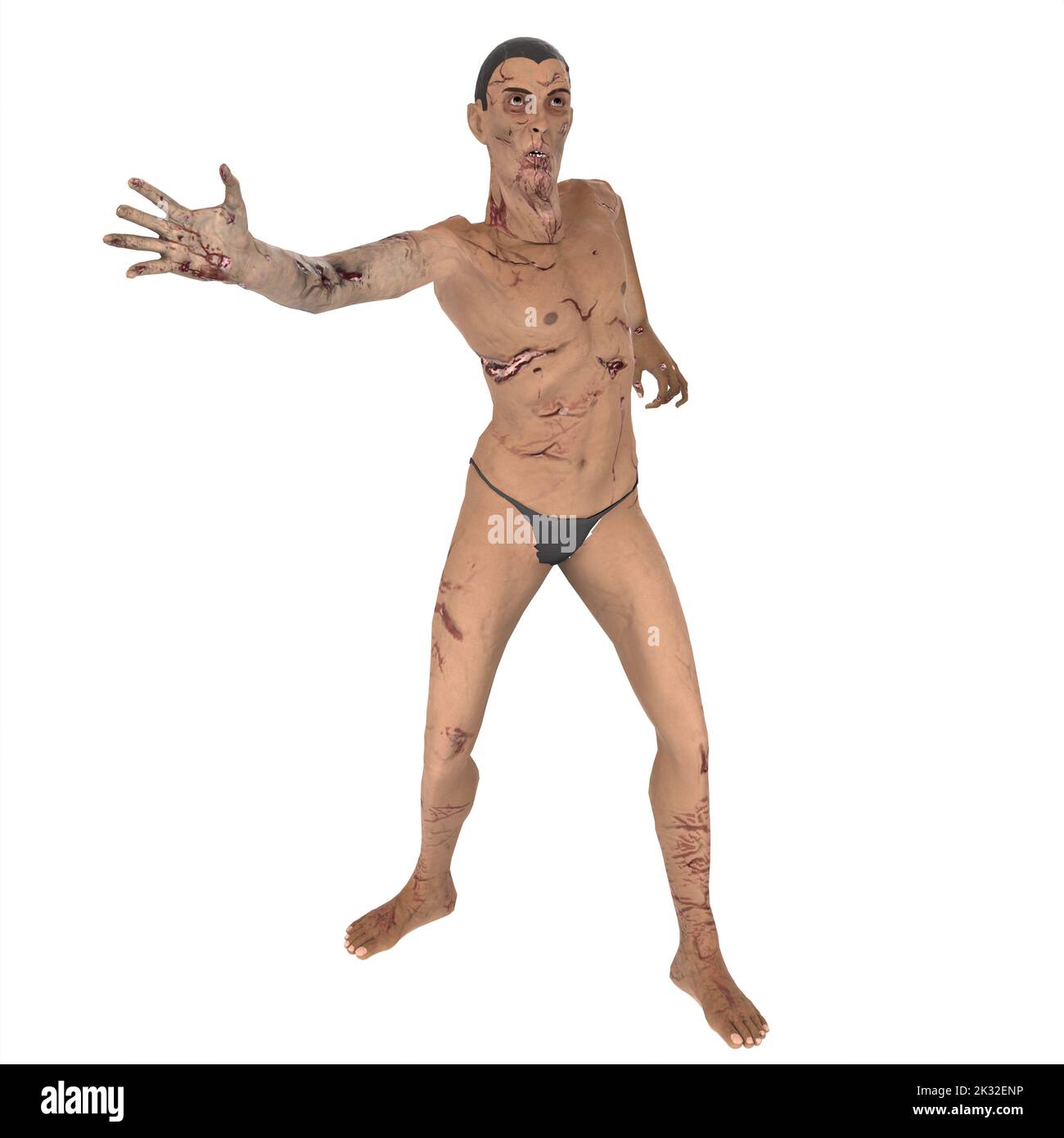 Zombie Biter Charakter 3D Modellierung Stockfoto