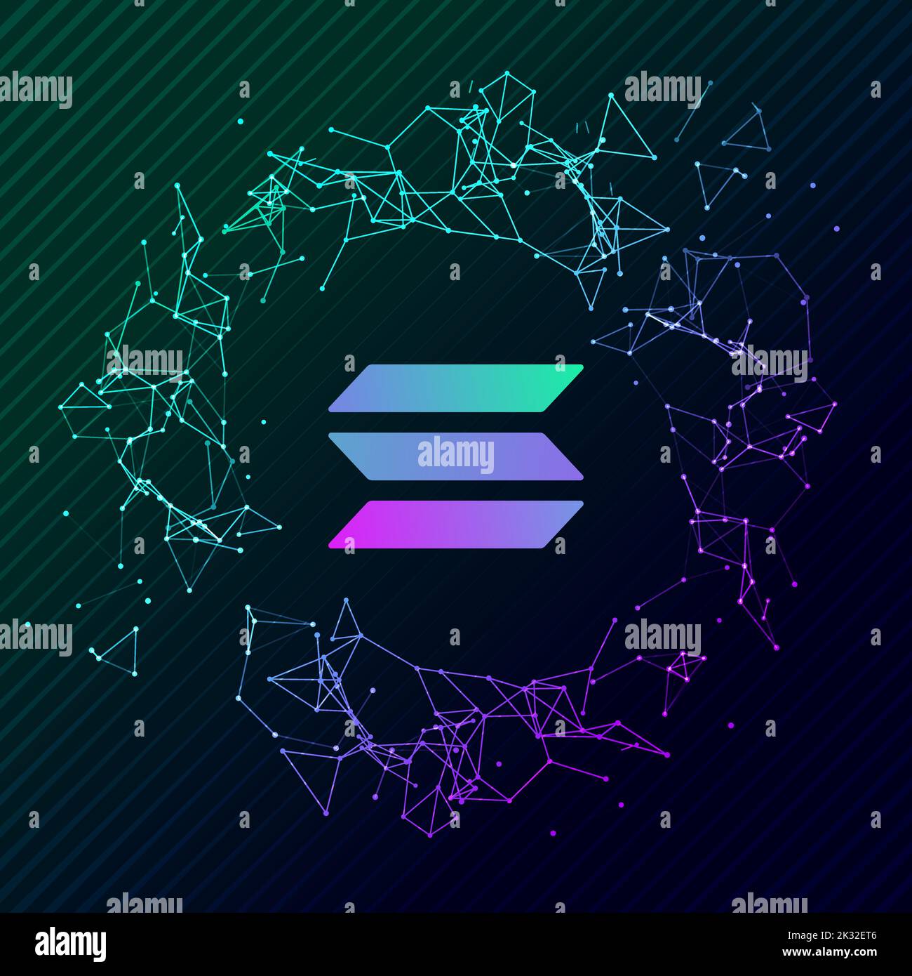 Münzsymbol mit Solana-Logo. Isoliertes vektorsymbol für kryptowährung-Token von solana. Sol Blockchain Crypto Bank. Stock Vektor