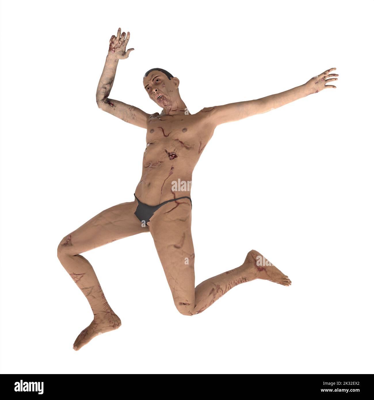 Zombie Biter Charakter 3D Modellierung Stockfoto