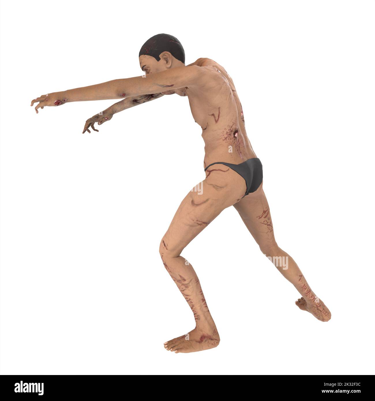 Zombie Biter Charakter 3D Modellierung Stockfoto