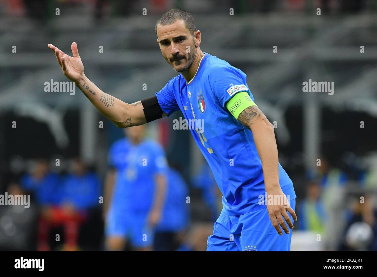 Mailand, Italien. 23. September 2022. Leonardo Bonucci von Italien während des Spiels der Europäischen Nations League 2022 Italien-England Giuseppe Meazza Stadion in Mailand, Italien, 23.. September 2022 Fotografo01 Quelle: Independent Photo Agency/Alamy Live News Stockfoto