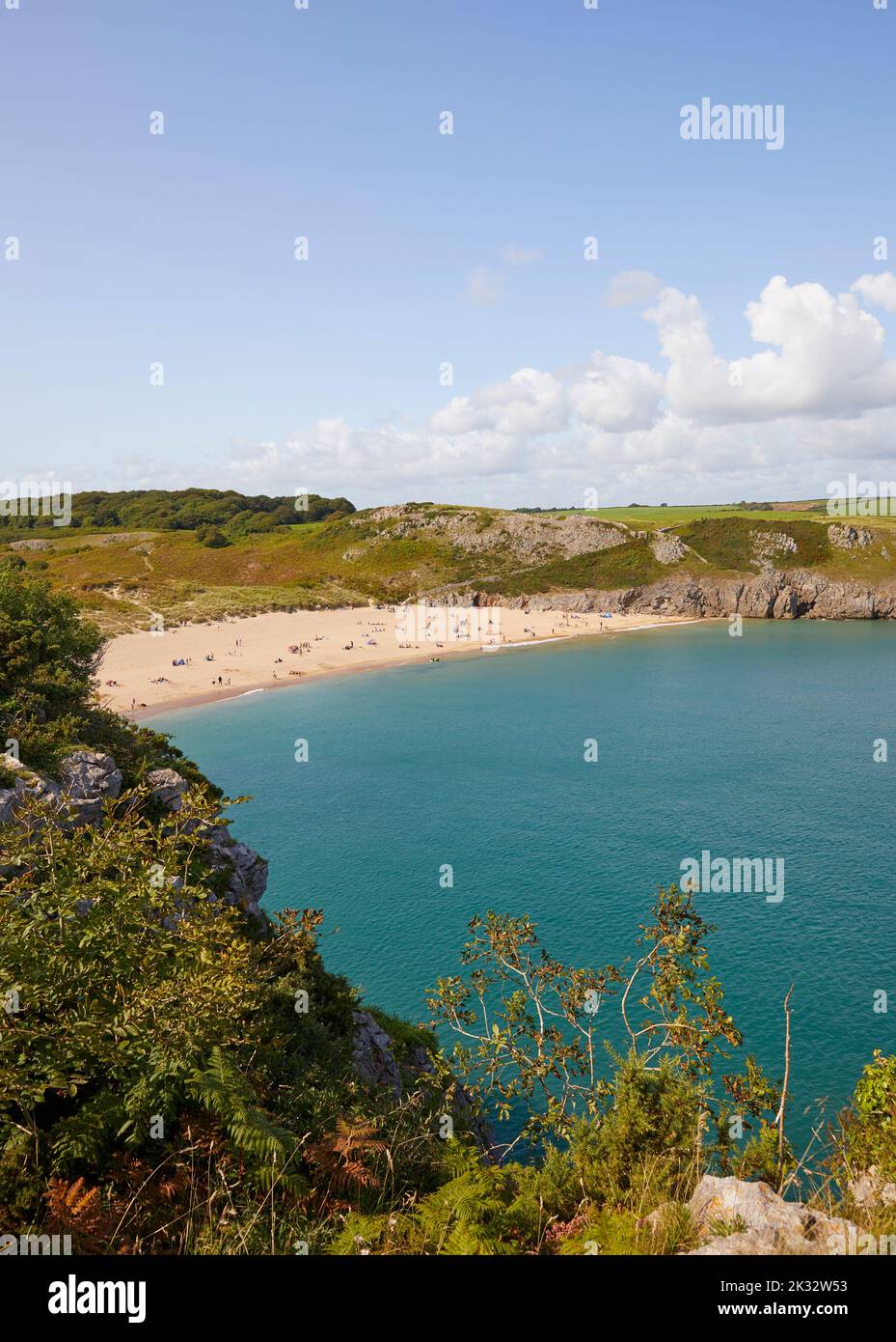 Barafundle Bay in Pembrokeshire gilt weithin als einer der schönsten Strände Großbritanniens Stockfoto