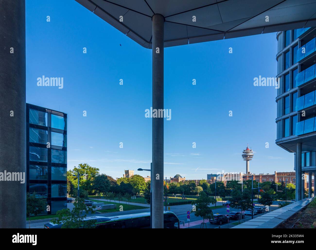 Wien, Wien: Appartementhäuser 'Parkapartments am Belvedere', Blick auf das Arsenal im Jahr 03. Landstraße, Wien, Österreich Stockfoto
