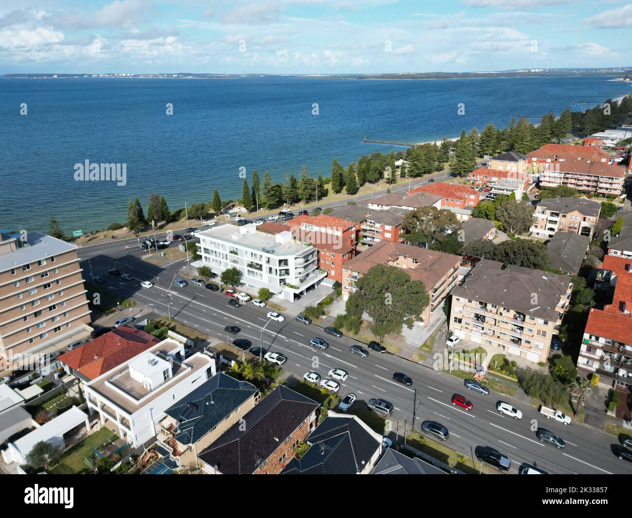 Der Vorort Brighton Le Sands in Sydney aus der Vogelperspektive Stockfoto