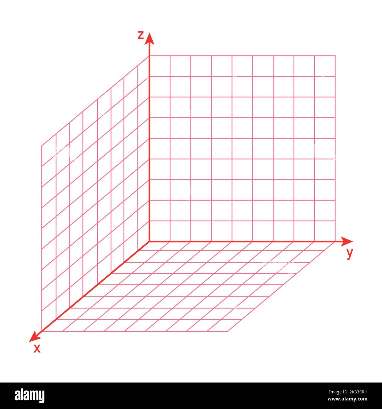 3D Raumkoordinatensystem auf weißem Hintergrund. Stock Vektor