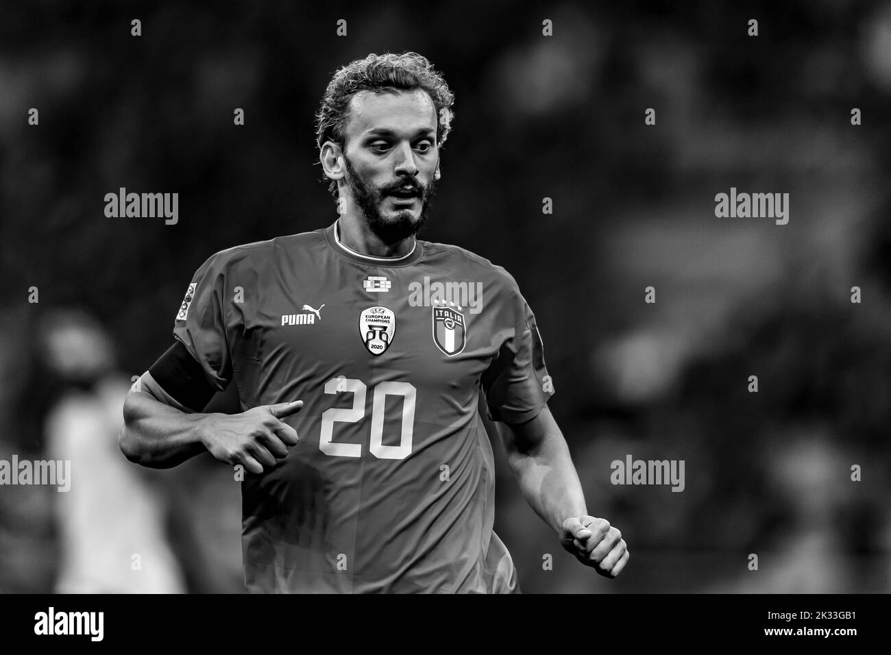 Manolo Gabbiadini (Italien) während des UEFA 'Nations League 2022-2023-Spiels zwischen Italien 1-0 England im Giuseppe-Meazza-Stadion am 23. September 2022 in Mailand, Italien. Quelle: Maurizio Borsari/AFLO/Alamy Live News Stockfoto