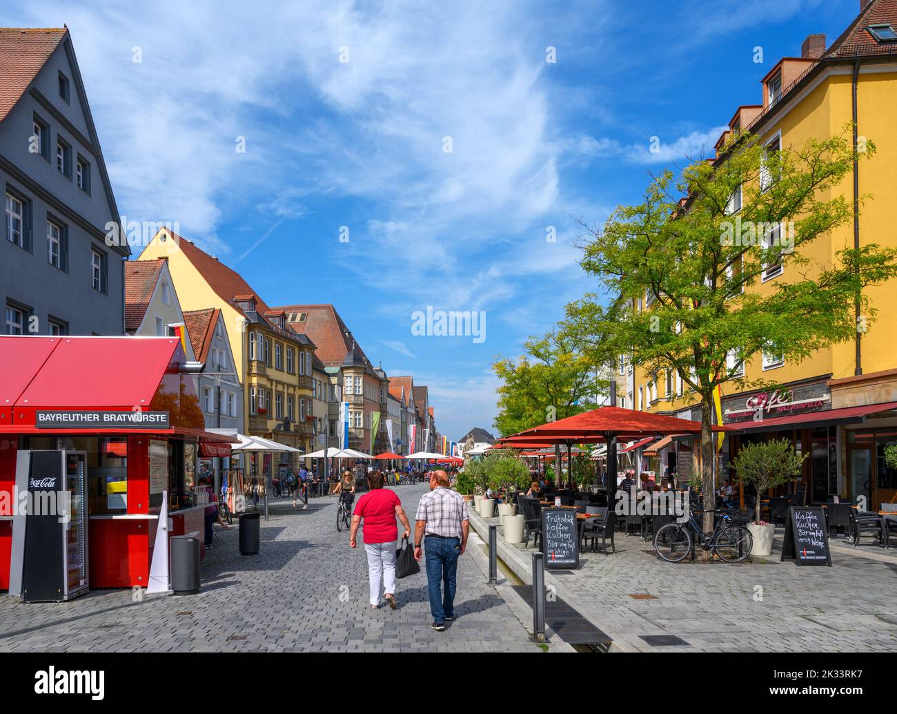 Blick in die Maximilianstraße, Bayreuth, Bayern, Deutschland Stockfoto