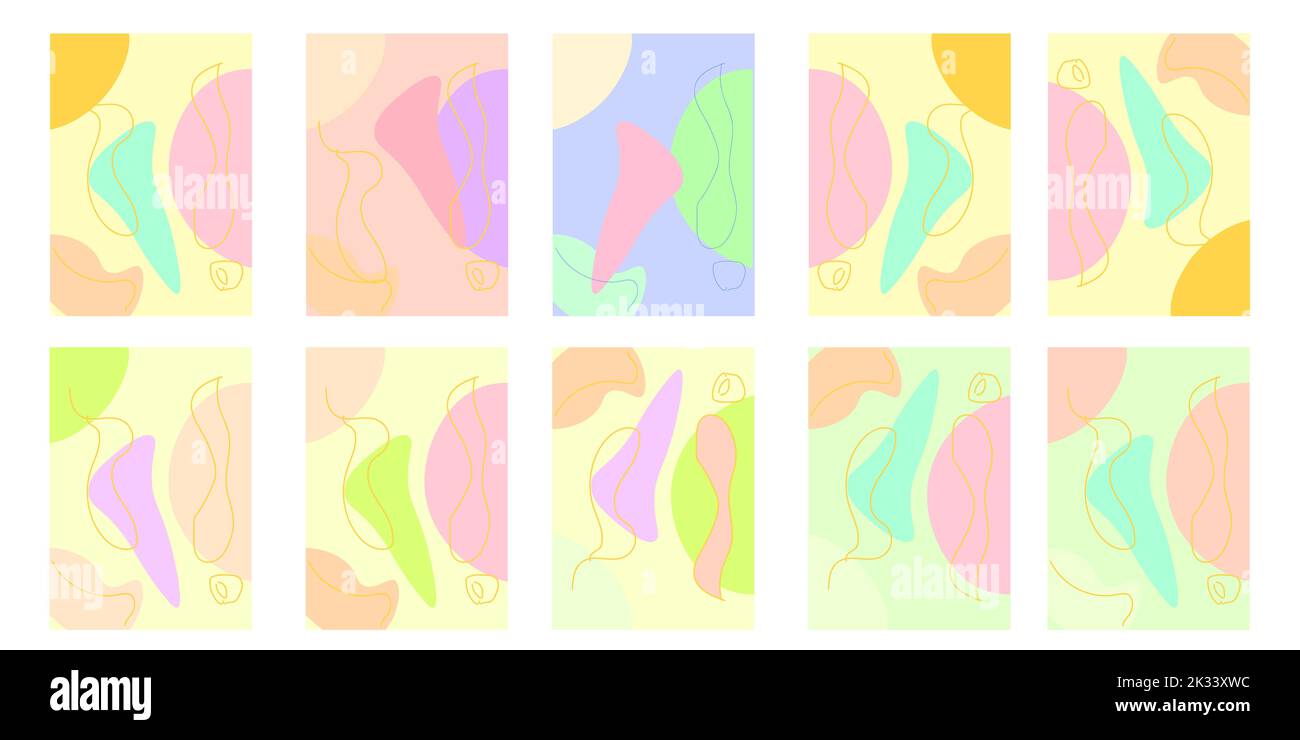 Ein Satz abstrakter pastellfarbener Vektorhintergründe Stock Vektor