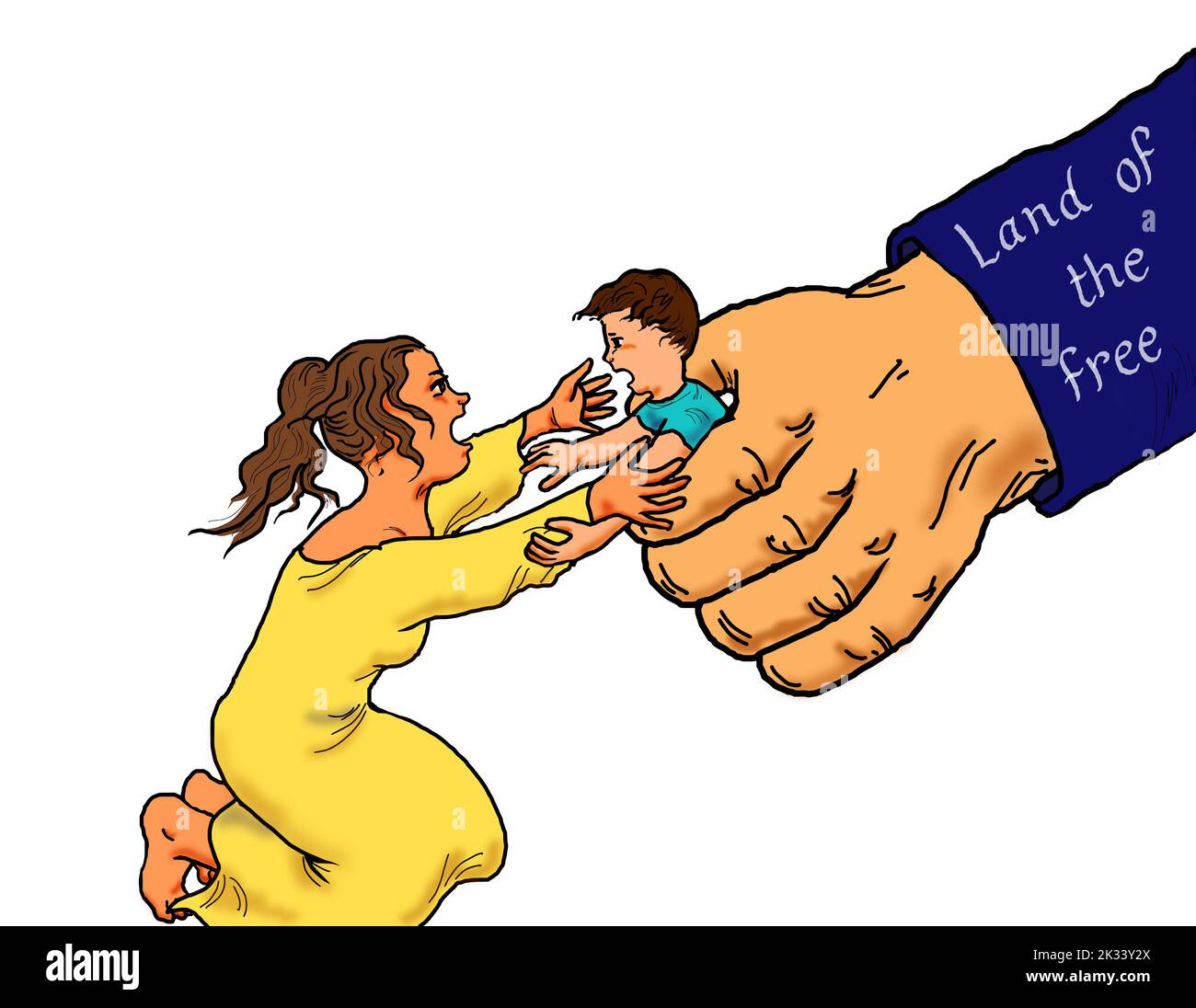Illegales eingewandertes Kind von der Familie durch die Regierung getrennt. Stockfoto