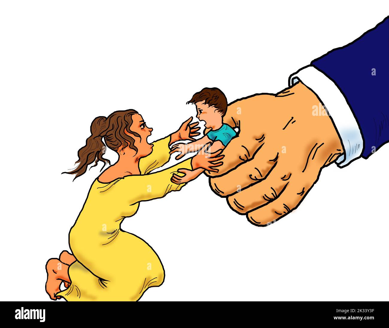 Illegales eingewandertes Kind von der Familie durch die Regierung getrennt. Stockfoto