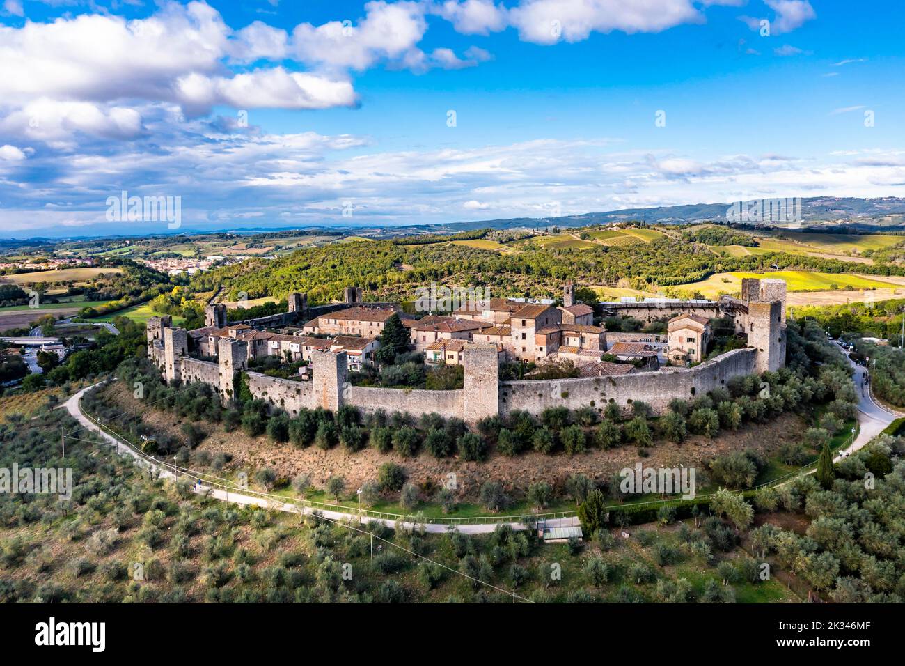 Luftaufnahme, Monteriggioni, Provinz Siena, Toskana, Italien Stockfoto