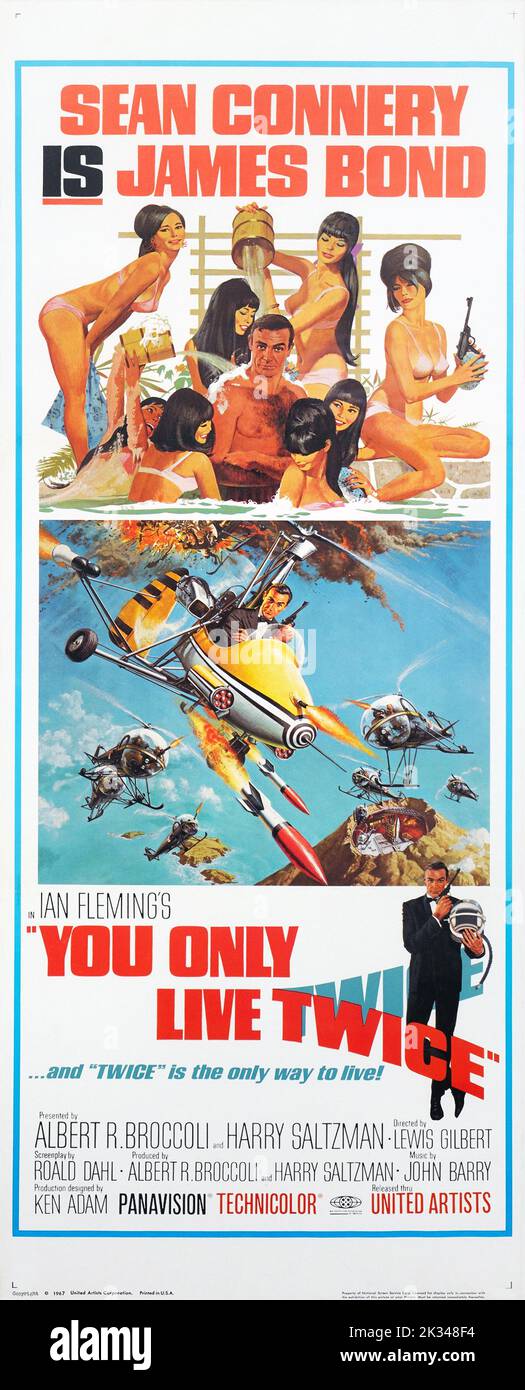 Vintage James Bond Filmposter - You Only Live Twice 1967. Mit Sean Connery als James Bond. Stockfoto