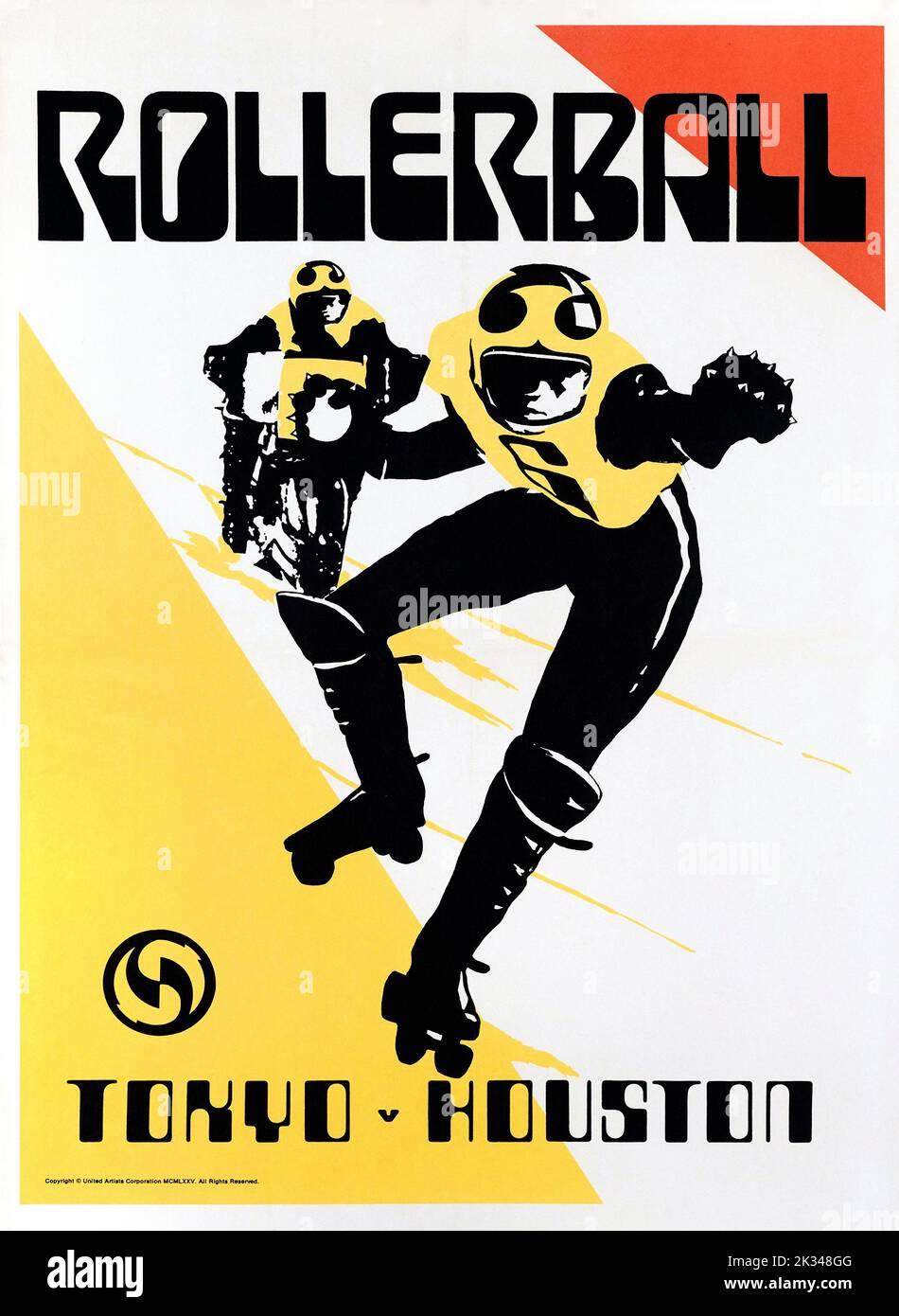 Vintage 1970s Film Poster for - Rollerball . Science-Fiction-Sportfilm mit James Caan, John Houseman, Maud Adams, Regie Norman Jewison . Stockfoto