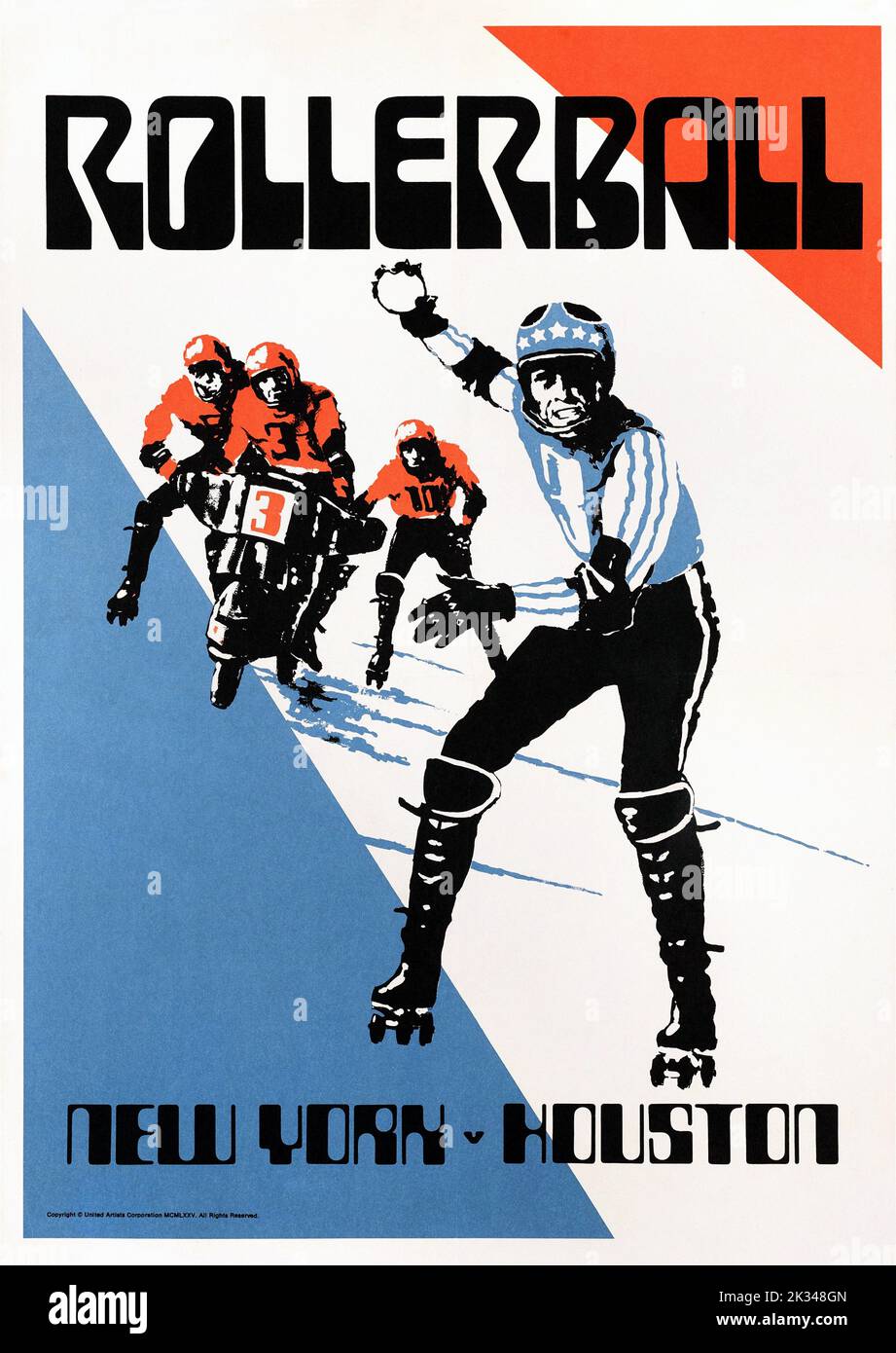 Vintage 1970s Film Poster for - Rollerball . Science-Fiction-Sportfilm mit James Caan, John Houseman, Maud Adams, Regie Norman Jewison . Stockfoto