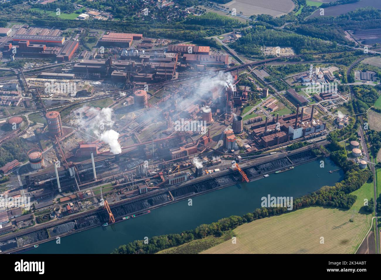 Luftaufnahme des Stahlwerks Salzgitter AG, Qumm, Niedersachsen, Deutschland Stockfoto