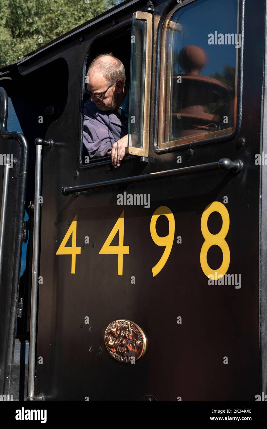 No.4498 Sir Nigel Gresley in Goathland Station auf der North Yorkshire Moors Railway bei der jährlichen Dampfgala. Stockfoto