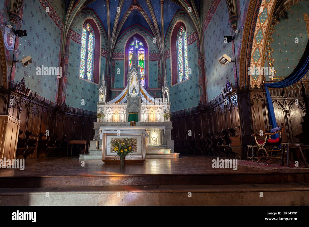 Das Innere der Kirche Saint-Germain-d'Auxerre im historischen Stadtzentrum von Navarrenx wurde 1562 fertiggestellt Stockfoto