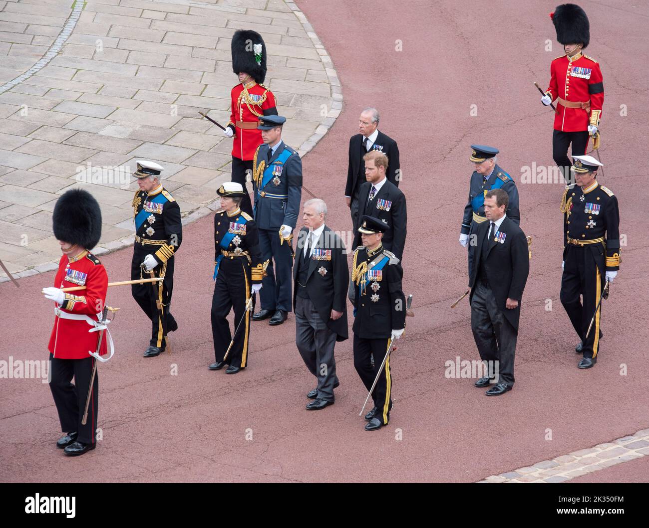 Windsor, England. VEREINIGTES KÖNIGREICH. 19. September 2022. König Charles ll, Prinzessin Anne, Prinzessin Royal, Prinz William, Prinz von Wales, David Armstrong-Jones, 2N Stockfoto