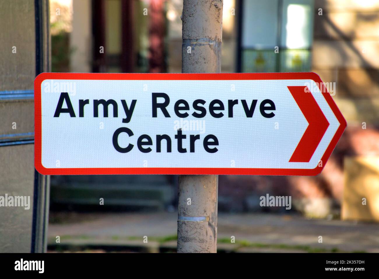 Armeeschutzzentrum Schild Glasgow, Schottland, Großbritannien Stockfoto