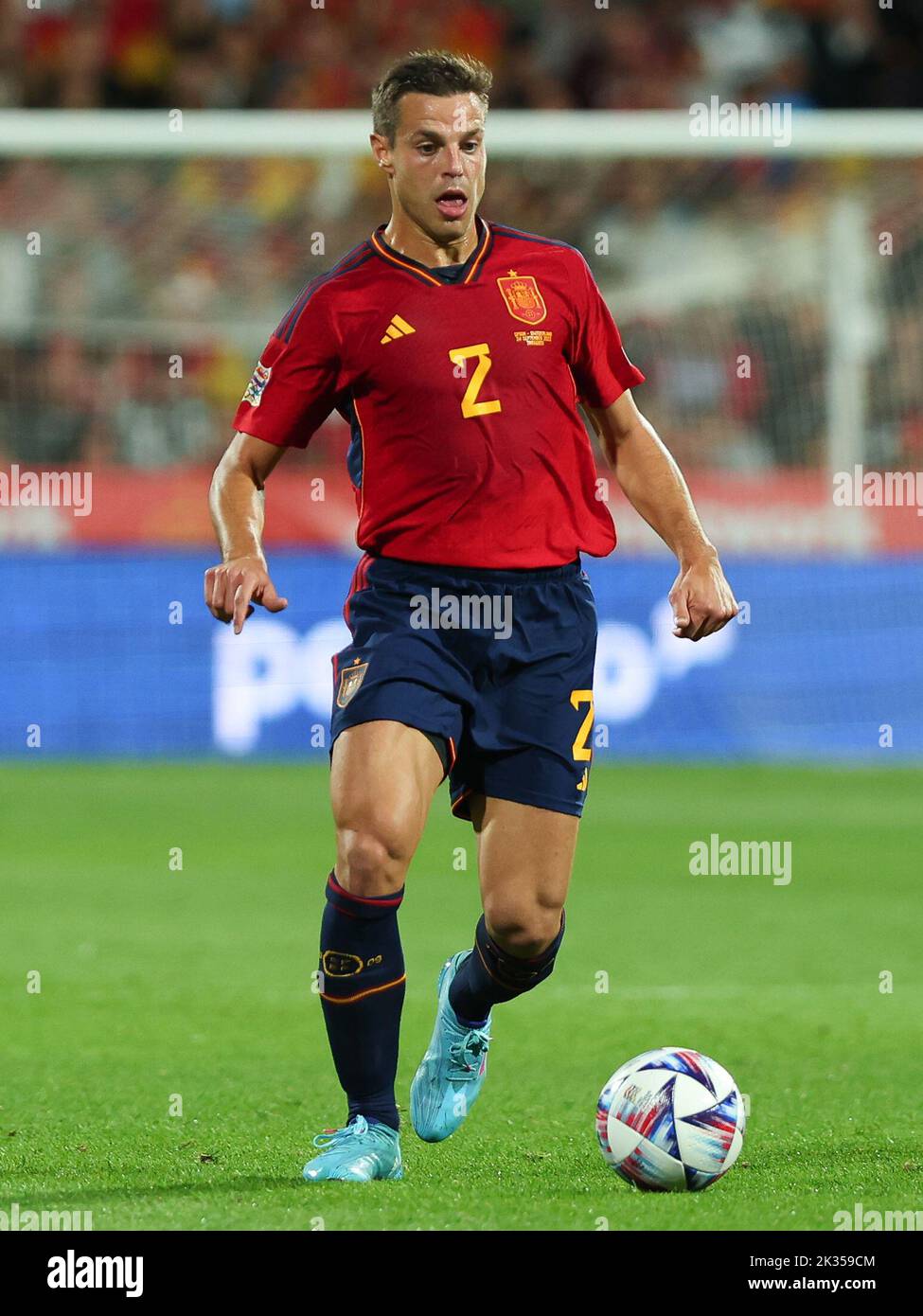 Cesar Azpilicueta aus Spanien in Aktion während der UEFA Nations League Ein Spiel der Gruppe 2 zwischen Spanien und der Schweiz in La Romareda am 24. September 2022 in Zaragoza, Spanien Stockfoto