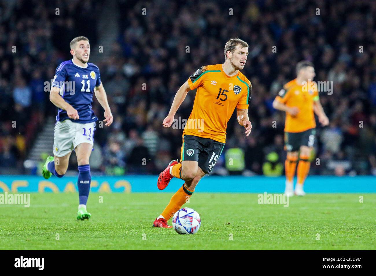 24. September 2022, Glasgow, Großbritannien. Schottland spielte Republik Irland in der UEFA Nations League im Hampden Park, Glasgow, Schottland, Großbritannien. Stockfoto