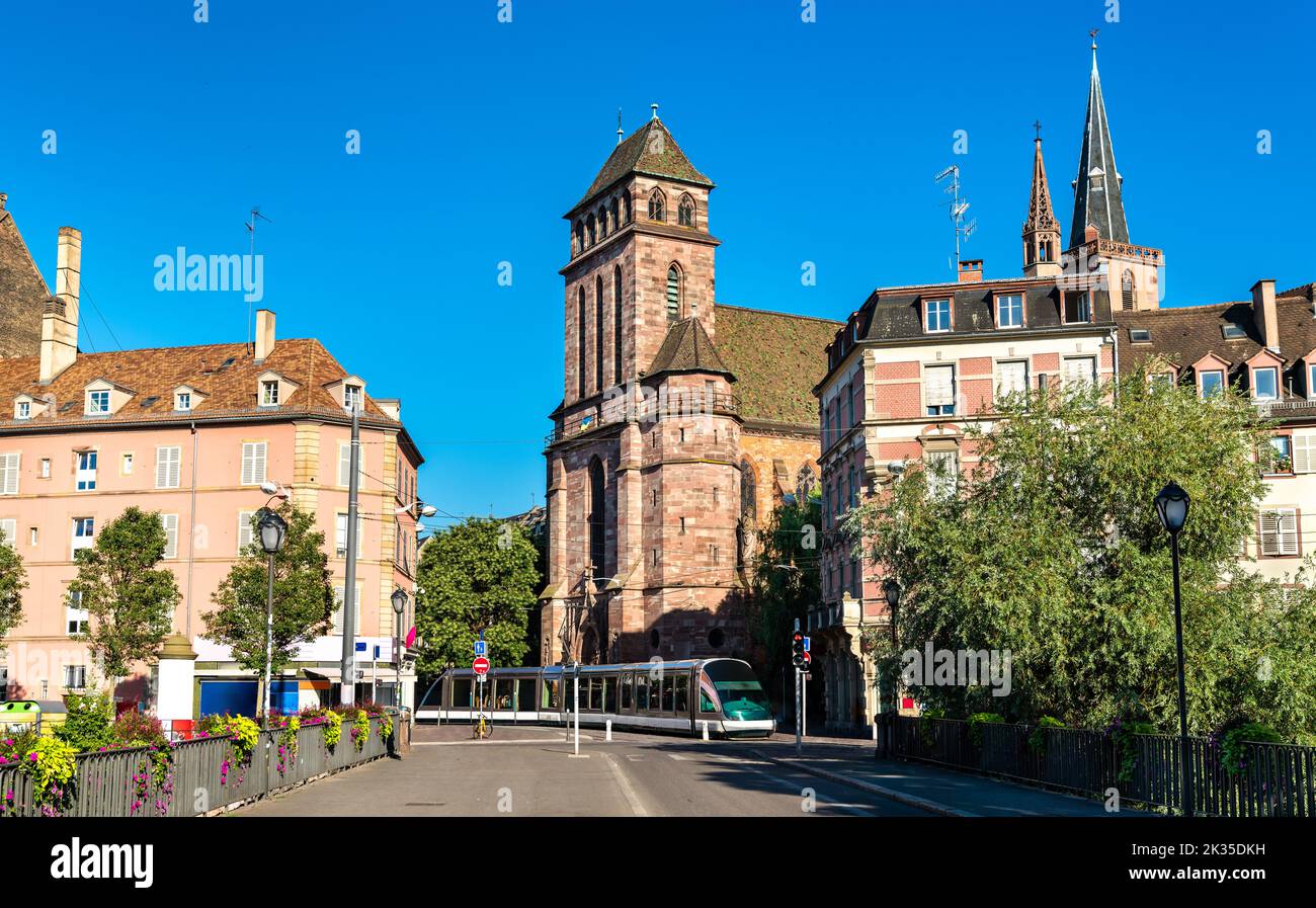 Die evangelische Kirche Saint Pierre le Vieux in Straßburg - Elsass, Frankreich Stockfoto