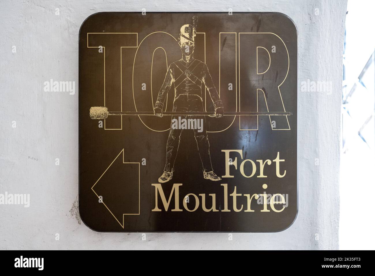 Ein Tourschild für Fort Moltrie Stockfoto