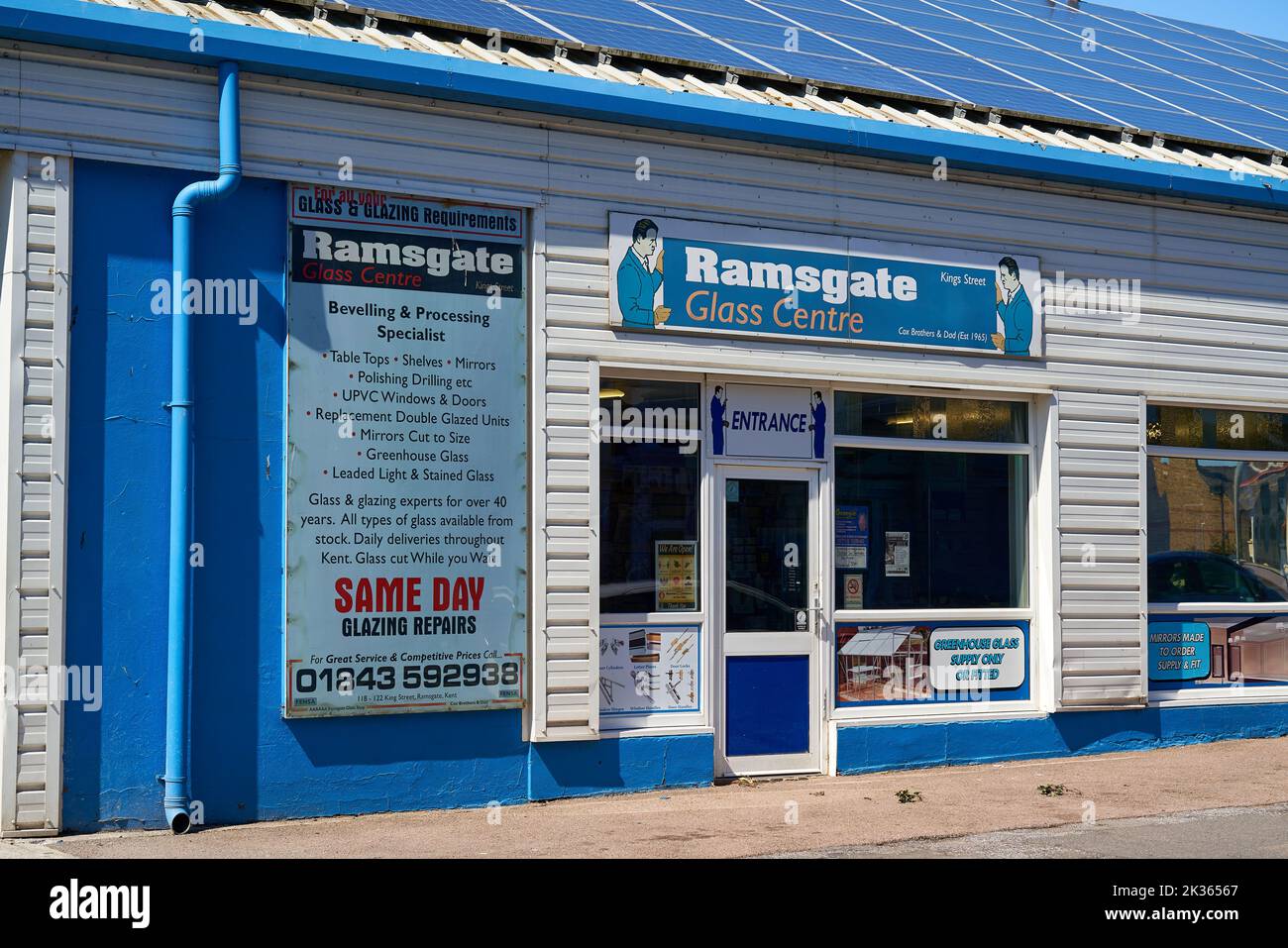 Das Ramsgate Glass Centre an der Bellevue Road in Ramsgate, Thanet, Kent, Großbritannien. Stockfoto