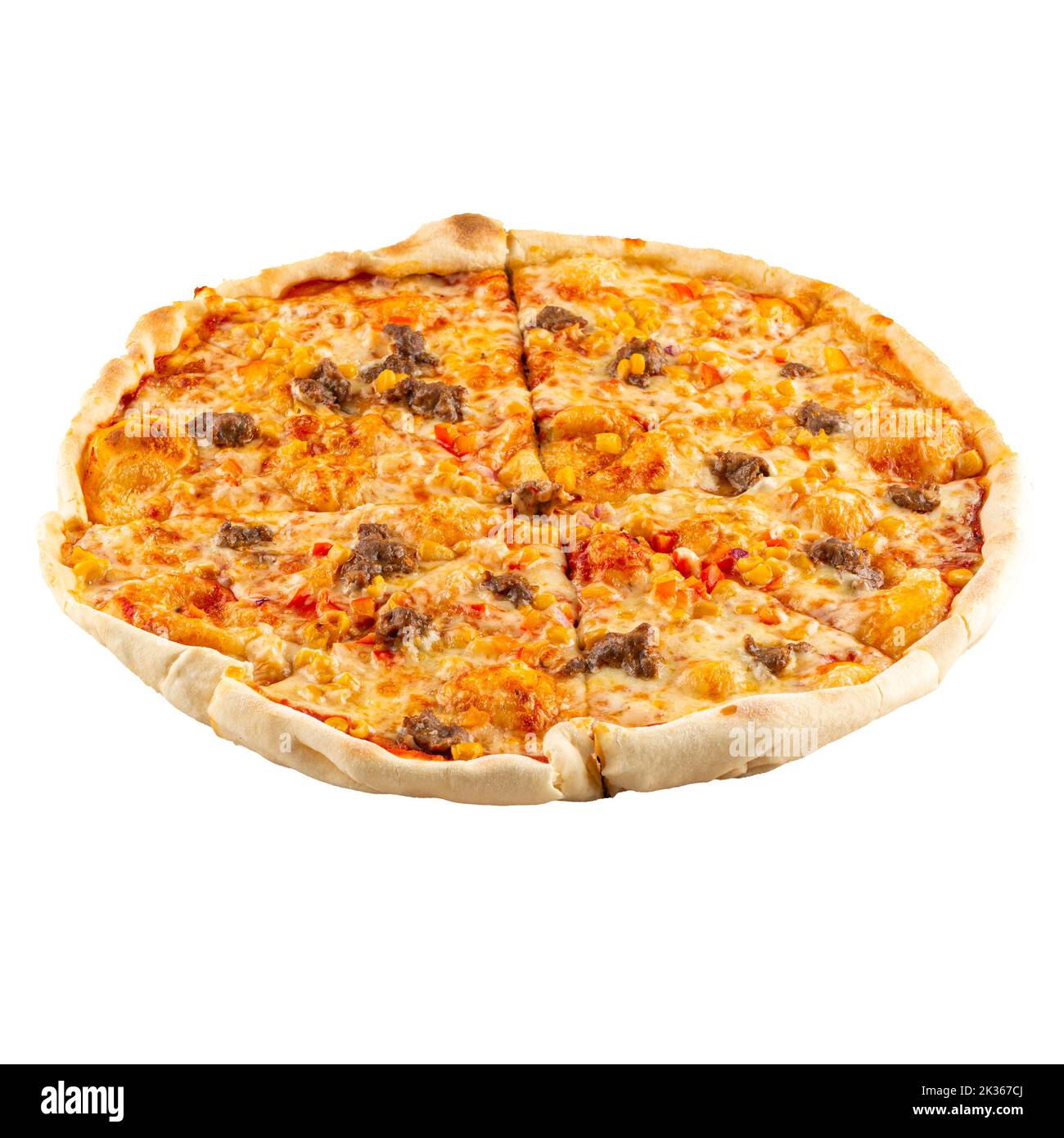 Isolierte Pizza mit Fleischbällchen Stockfoto
